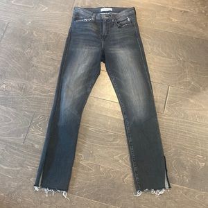 NWOT Flying Monkey straight leg dark grey denim with side slits